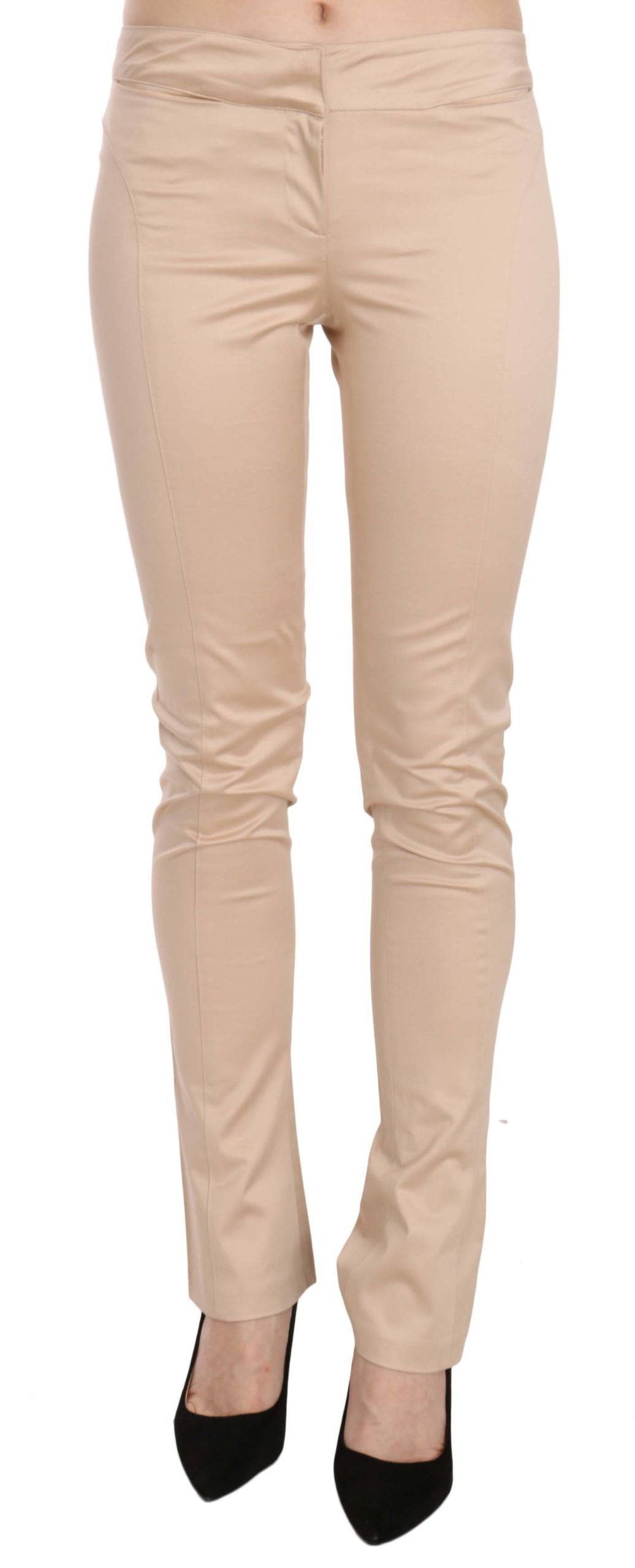 Just Cavalli Elegante cremefarbene Skinny-Hose mit niedriger Taille