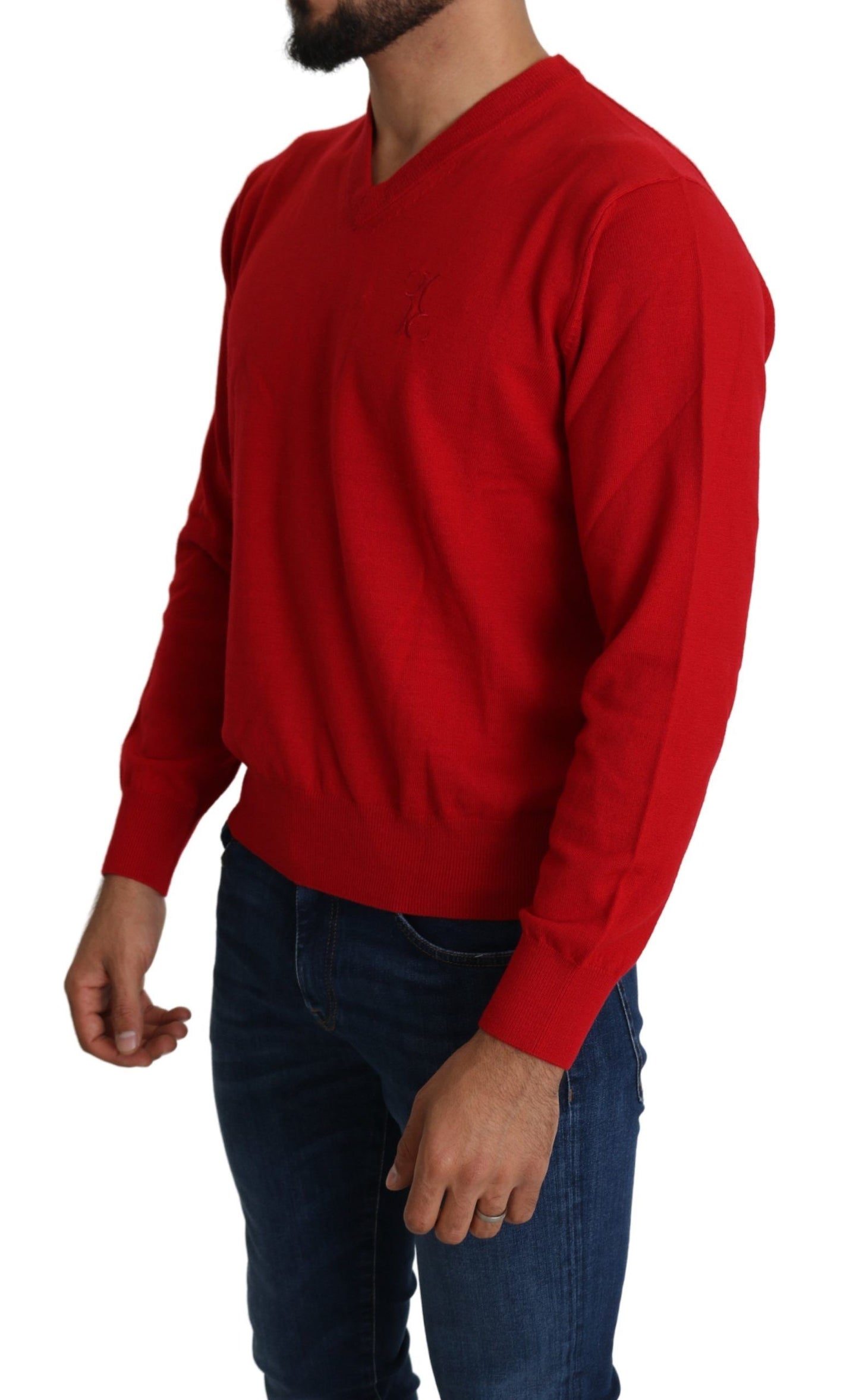 Billionaire Italian Couture Ikonischer bestickter Pullover aus roter Wolle