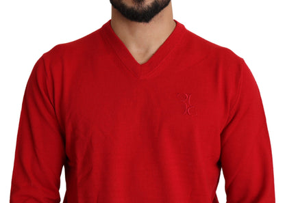 Billionaire Italian Couture Ikonischer bestickter Pullover aus roter Wolle