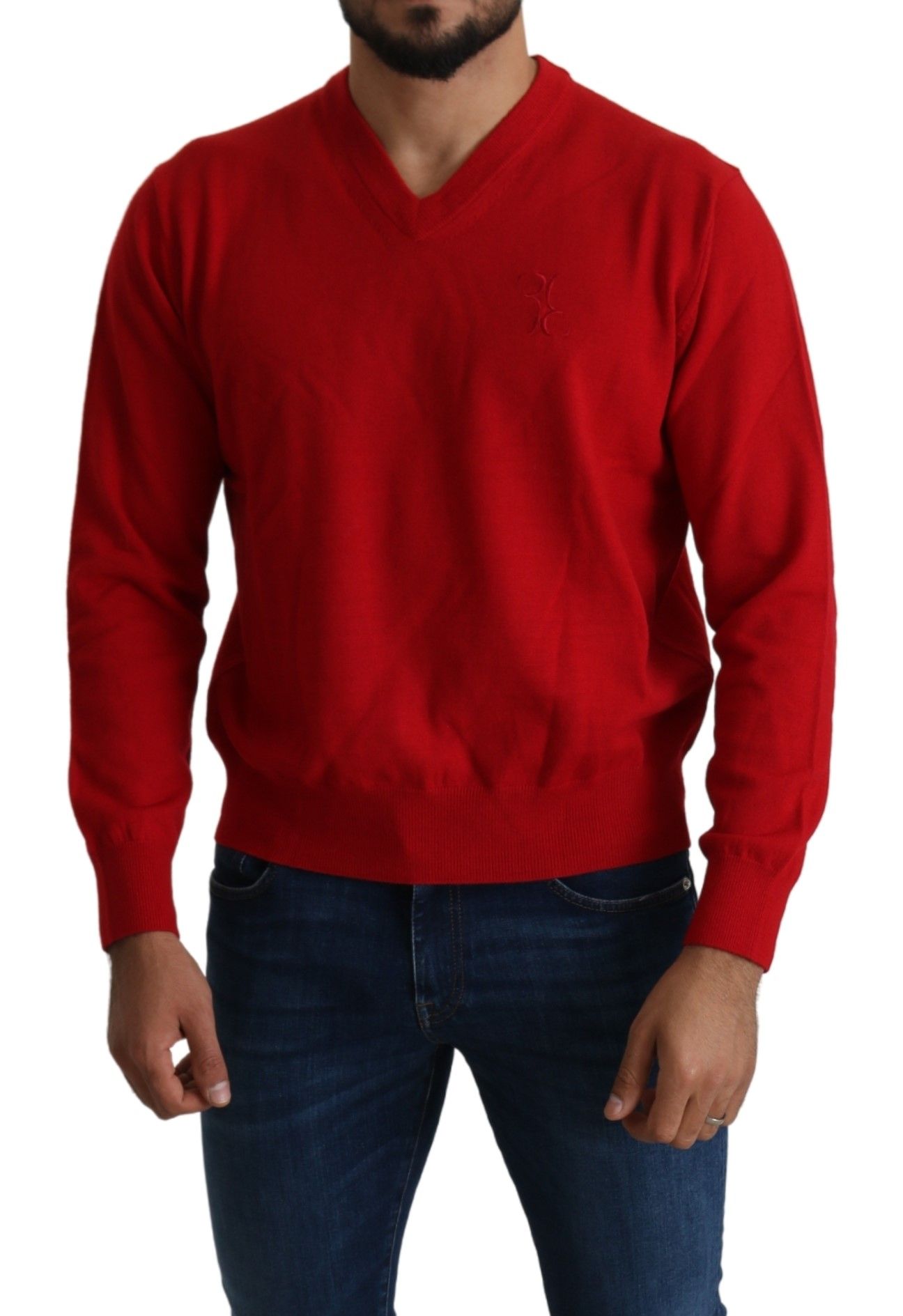 Billionaire Italian Couture Ikonischer bestickter Pullover aus roter Wolle