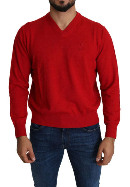 Billionaire Italian Couture Ikonischer bestickter Pullover aus roter Wolle