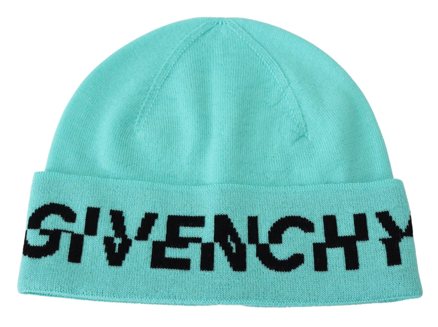 Givenchy Aquamaringrüne Wollmütze mit Signature-Logo