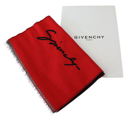 Givenchy Eleganter roter Unisex-Schal aus Wollmischung