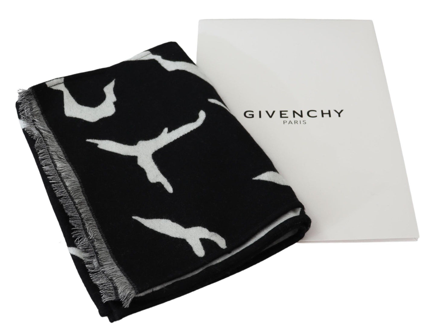 Givenchy Eleganter Unisex-Schal aus Wolle und Seide in Schwarz und Weiß