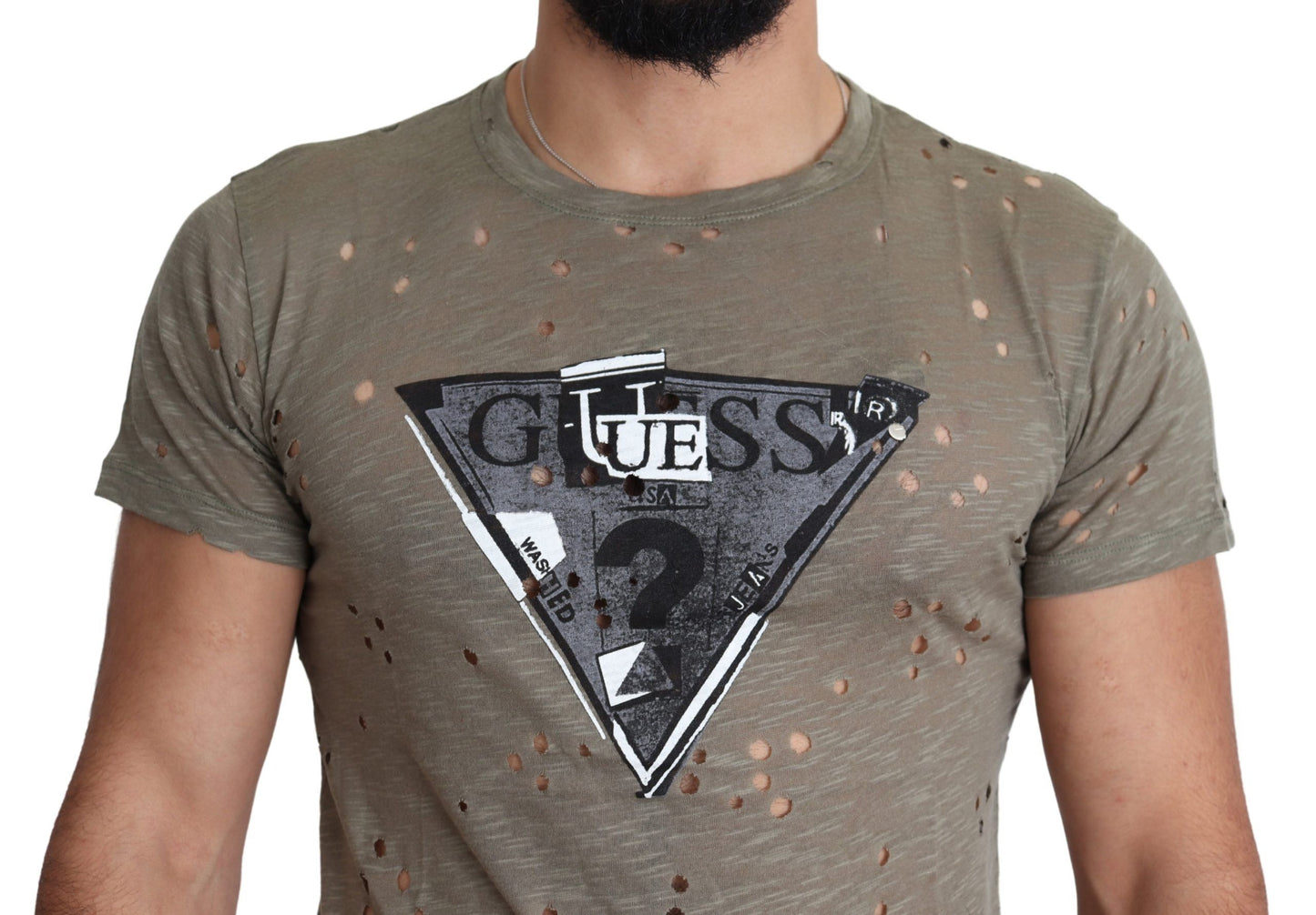 Guess Schickes braunes Baumwoll-Stretch-T-Shirt