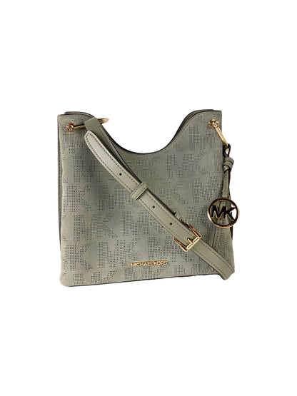 Michael Kors Joan Large Perforated Suede Leather Slouchy Messenger Handtasche (Army Green)