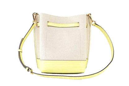 Michael Kors Emilia Small Canvas Snakeskin Print Leder Bucket Bag Messenger Crossbody Handtasche (Buttercup)