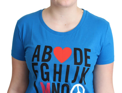 Moschino Schickes Alphabet-T-Shirt aus Baumwolle in Blau