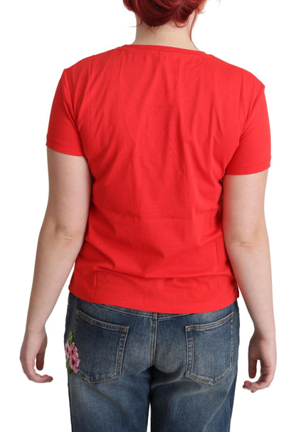 Moschino Schickes rotes Grafik-T-Shirt aus Baumwolle