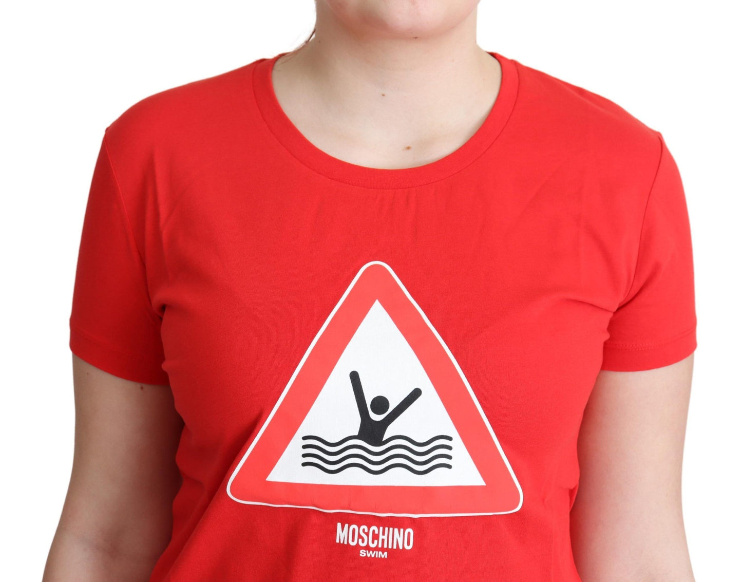 Moschino Schickes rotes Grafik-T-Shirt aus Baumwolle