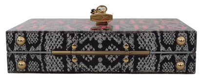 Dolce & Gabbana Graue Dolce Box Clutch aus Kunstharz mit goldenen Details