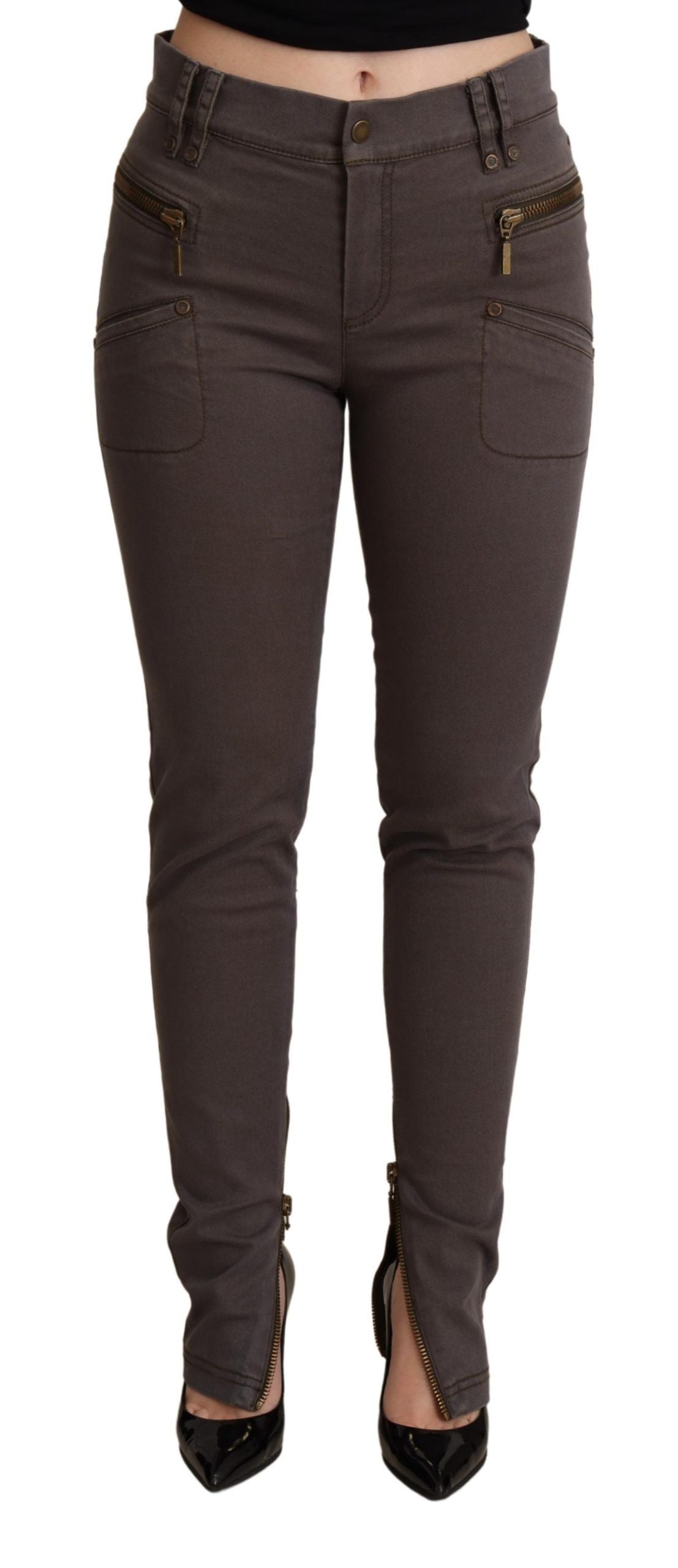 PLEIN SUD Schicke braune Slim-Fit Skinny Jeans