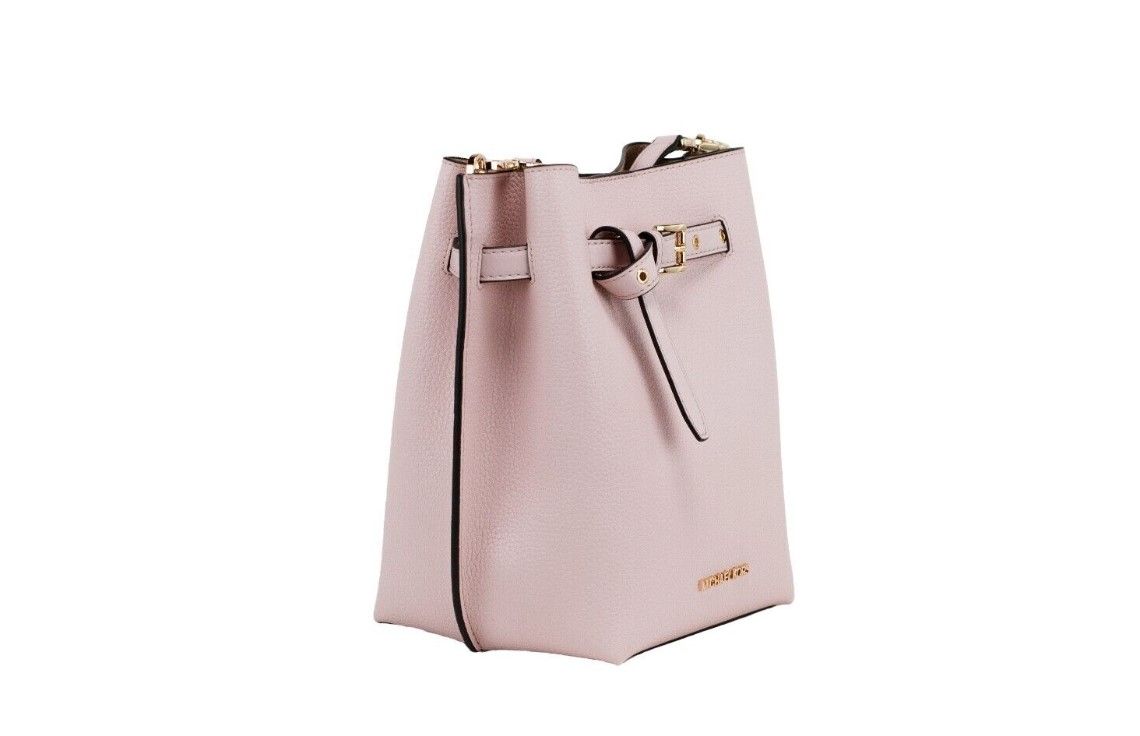 Michael Kors Emilia Small Powder Blush Kieselstein Leder Bucket Messenger Handtasche