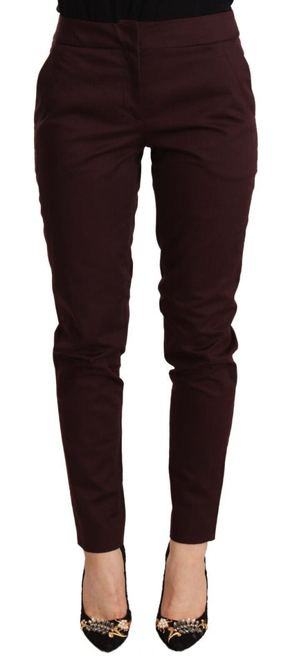 Just Cavalli Kastanienbraune Slim Fit Skinny-Hose mit Reißverschluss