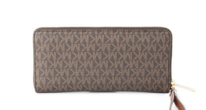 Michael Kors Jet Set Travel Großes Braunes Signature Continental Wristlet Portemonnaie