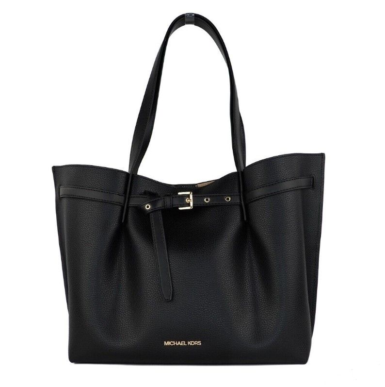 Michael Kors Emilia Large East West Black Pebbled Leather Tote Handtasche Geldbörse Tasche