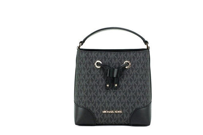 Michael Kors Mercer Small Black Signature Leder Bucket Crossbody Handtasche Geldbörse