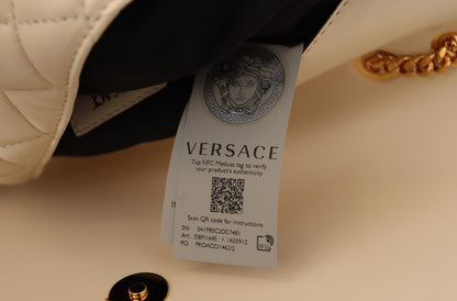 Versace Elegante Umhängetasche aus weißem Nappaleder