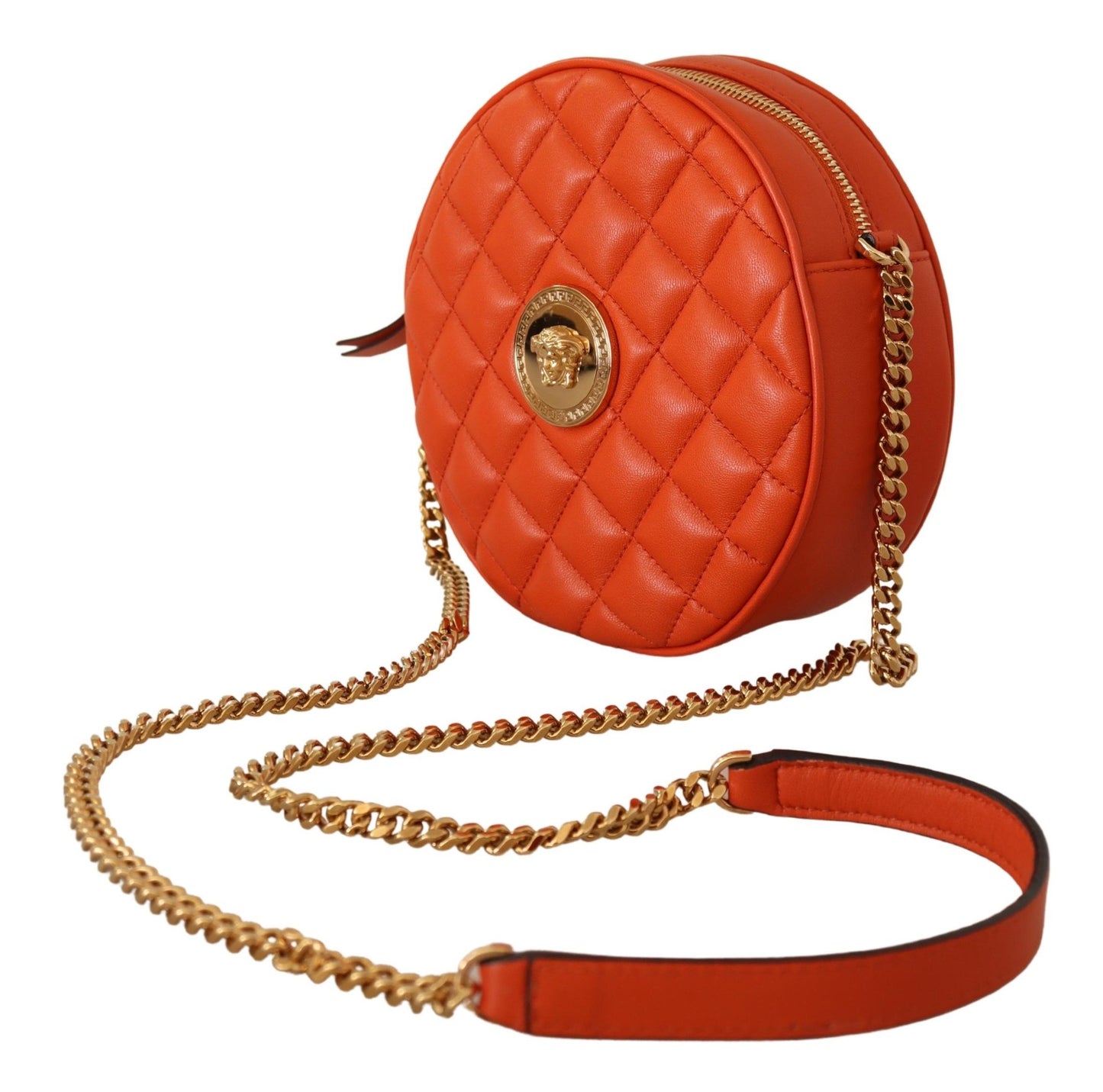 Versace Elegante runde Crossbody-Tasche aus Nappaleder