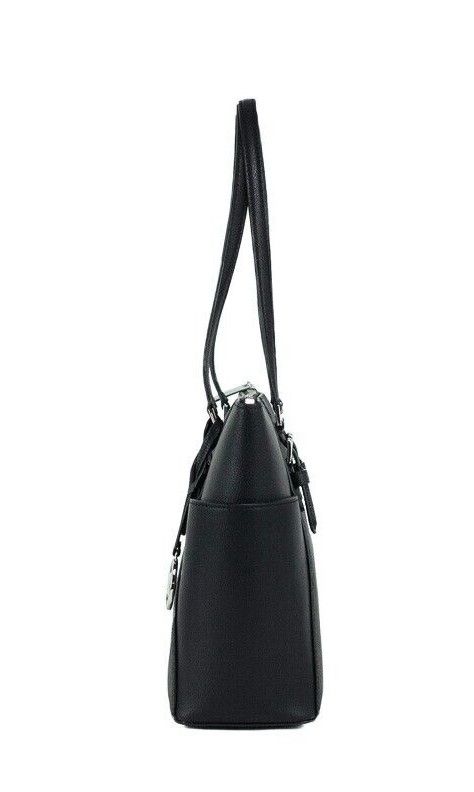 Michael Kors Charlotte Schwarz PVC Leder Großes Top Zip Tote Handtasche Geldbörse