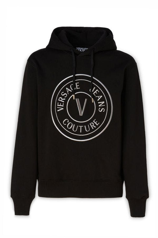 Versace Jeans Wunderschönes Sweatshirt mit Kapuze aus schwarzer Baumwolle