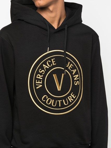 Versace Jeans Schickes schwarzes Sweatshirt mit Kapuze