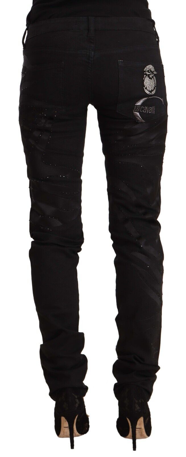 Just Cavalli Elegante schwarze Slim Fit Jeans mit Verzierungen