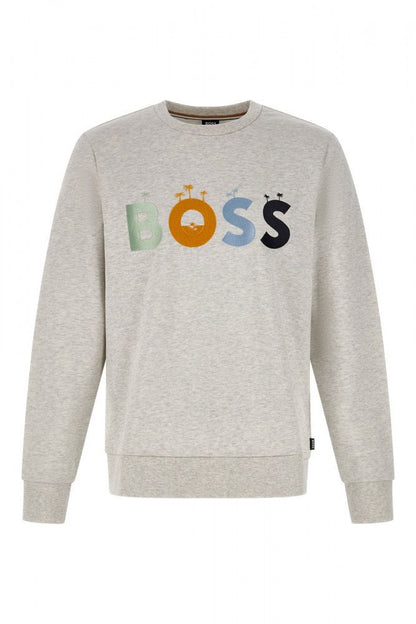 Hugo Boss Elegantes graues Rundhals-Sweatshirt aus Baumwolle