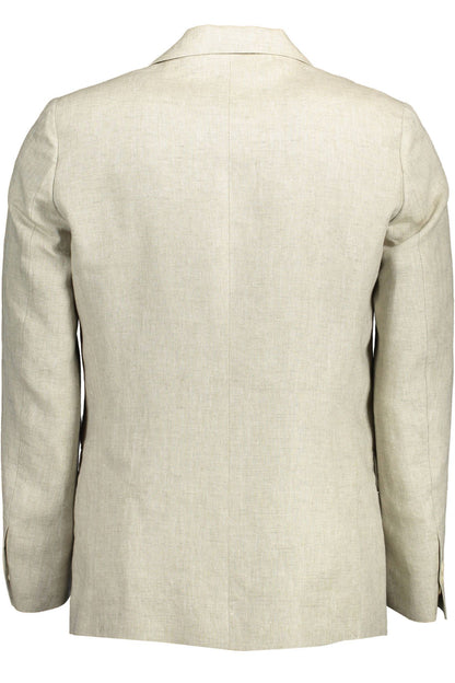 Gant Klassische Jacke aus Leinen in Beige mit Logo-Details