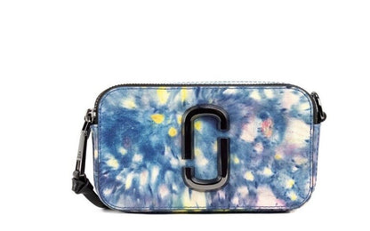 Marc Jacobs The Snapshot Tasche Aquarell Blau bedruckt Leder Umhängetasche Geldbörse