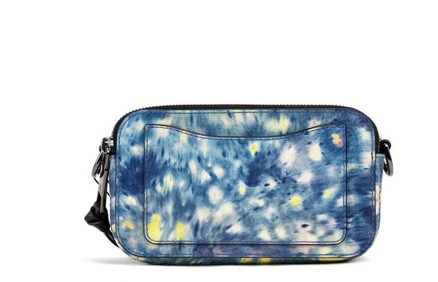 Marc Jacobs The Snapshot Tasche Aquarell Blau bedruckt Leder Umhängetasche Geldbörse