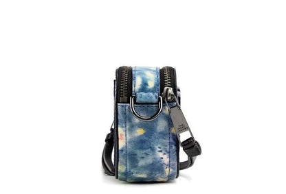 Marc Jacobs The Snapshot Tasche Aquarell Blau bedruckt Leder Umhängetasche Geldbörse