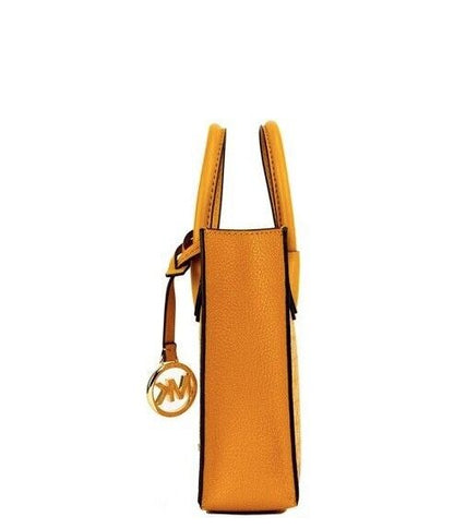 Michael Kors Mercer XS Honeycomb Gold Signature PVC North South Shopper Crossbody Tasche