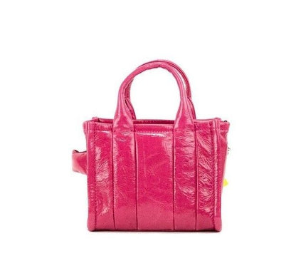 Marc Jacobs The Shiny Crinkle Micro Tote Magenta Leder Crossbody Tasche Handtasche