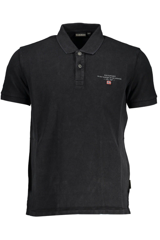 Napapijri Klassisches schwarzes besticktes Poloshirt