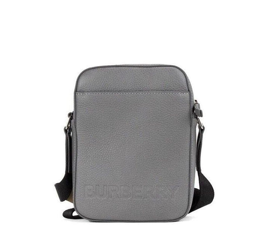 Burberry Thornton Klein Grau Geprägtes Logo Körniges Leder Crossbody Handtasche