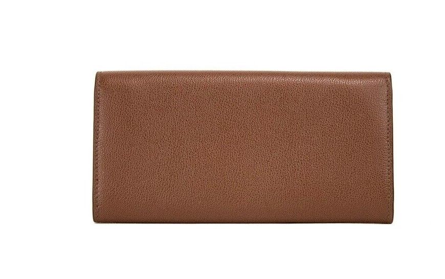 Burberry Porter Tan Genarbtes Leder Geprägtes Continental Clutch Flap Wallet Braun