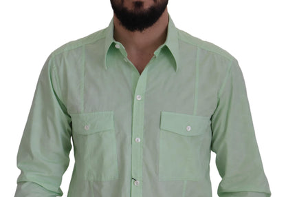 Dolce & Gabbana Mintgrünes, schmal geschnittenes, lässiges Button-Down-Hemd