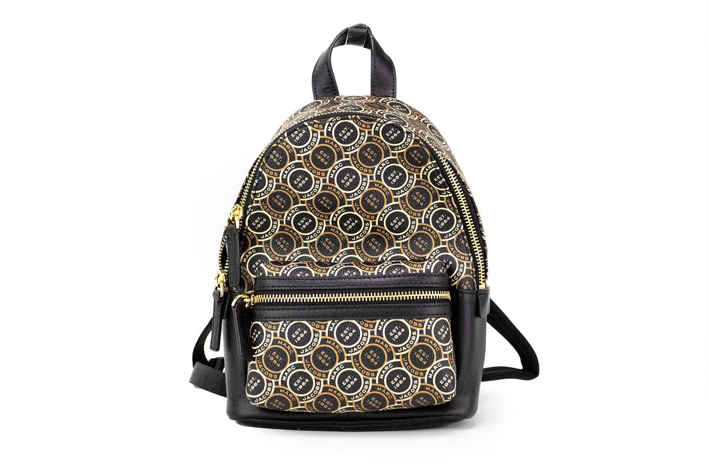 Marc Jacobs Signet Mini Schwarzes Logo Bedrucktes Leder Schultertasche Rucksack Büchertasche