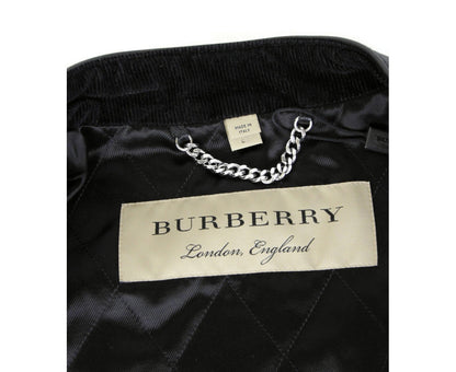 Burberry Herren Schwarz Leder Diamant gesteppte Biker Jacke