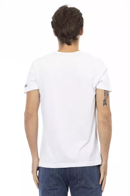 Trussardi Action T-Shirt mit V-Ausschnitt aus weißer Baumwolle für Männer