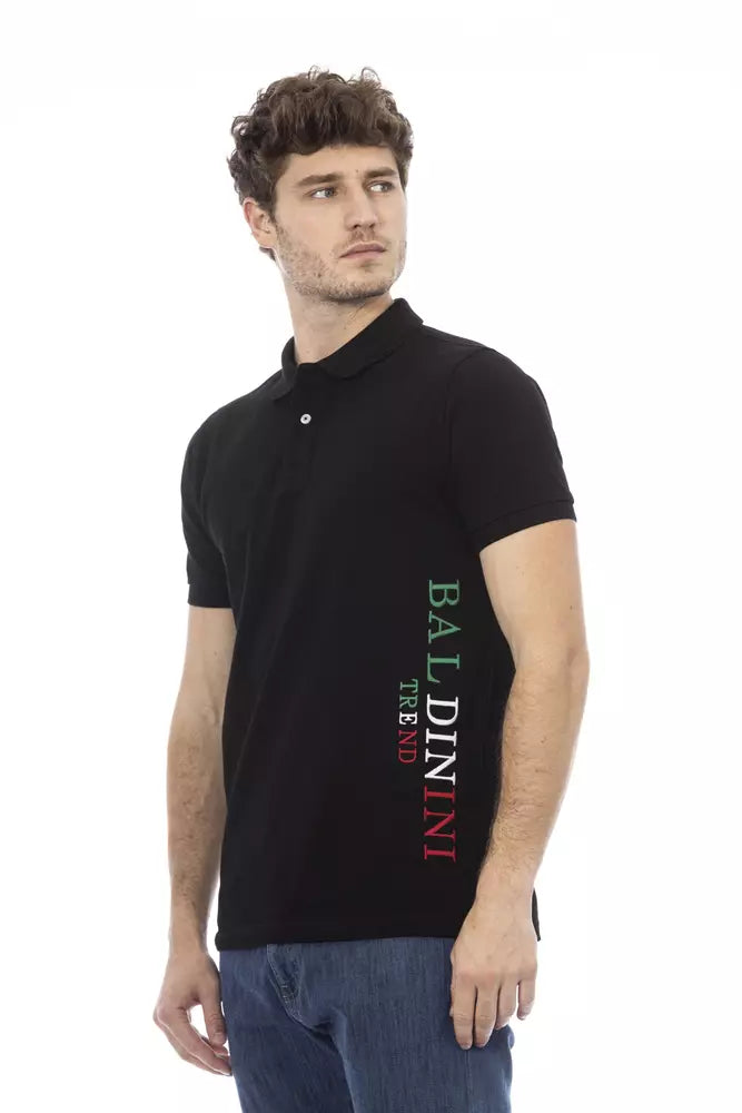 Baldinini Trend Schwarzes Baumwoll-Poloshirt für Männer