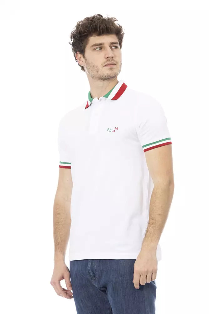 Baldinini Trend Weißes Baumwoll-Polo für Männer