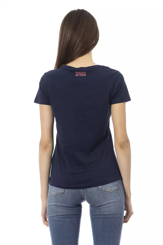 Trussardi Action T-Shirt aus blauer Baumwolle für Frauen