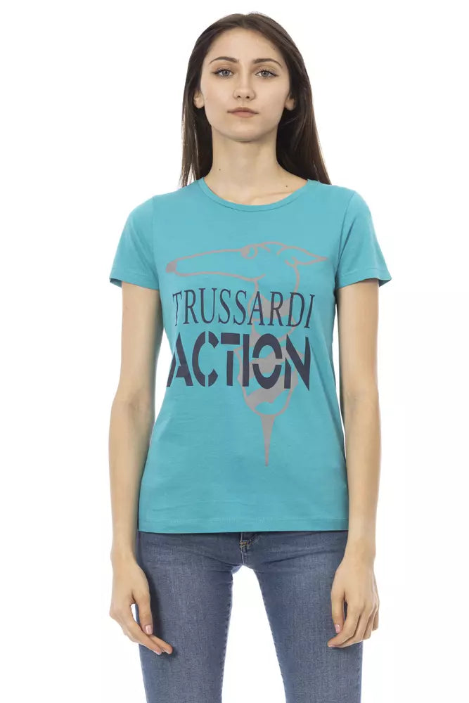 Trussardi Action Hellblaues Baumwoll-Top für Frauen