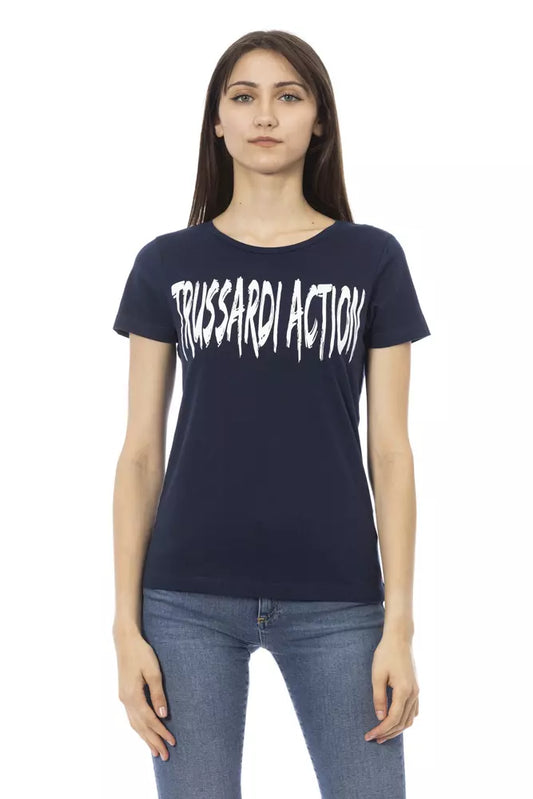 Trussardi Action T-Shirt aus blauer Baumwolle für Frauen