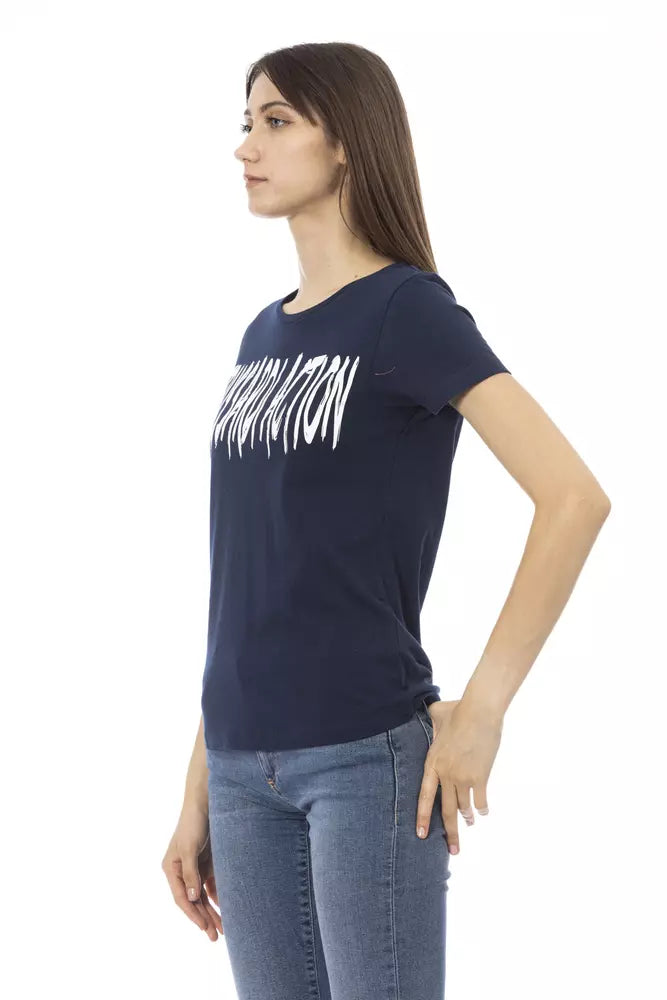 Trussardi Action T-Shirt aus blauer Baumwolle für Frauen