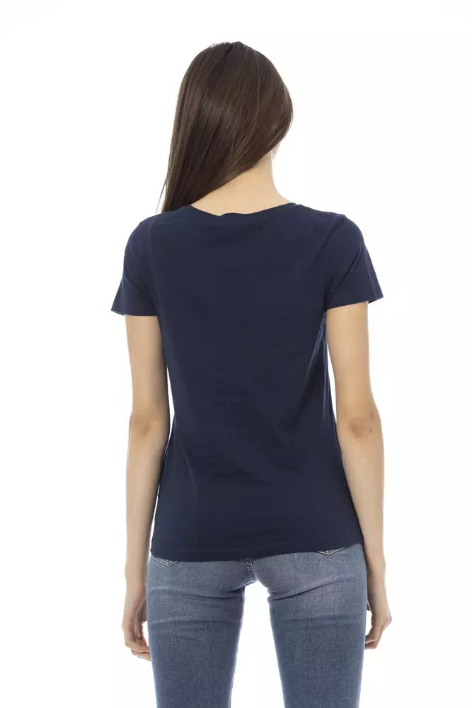 Trussardi Action T-Shirt aus blauer Baumwolle für Frauen