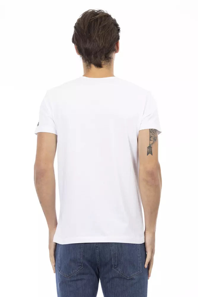 Trussardi Action Elegantes Designer Tee mit V-Ausschnitt und schickem Frontprint