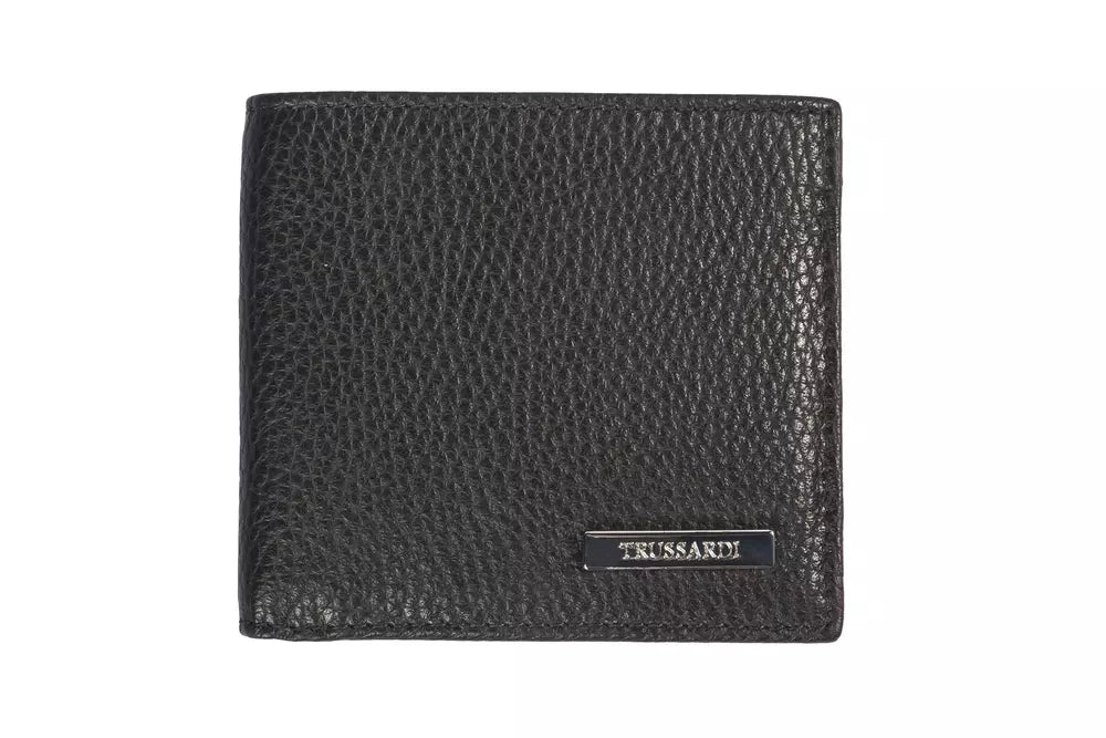 Trussardi Schwarzes Leder Herren Portemonnaie